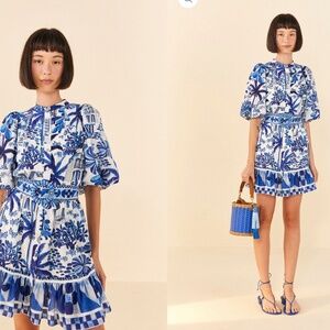 Farm Rio Sweet Rio Mini Dress Blue White - NWT